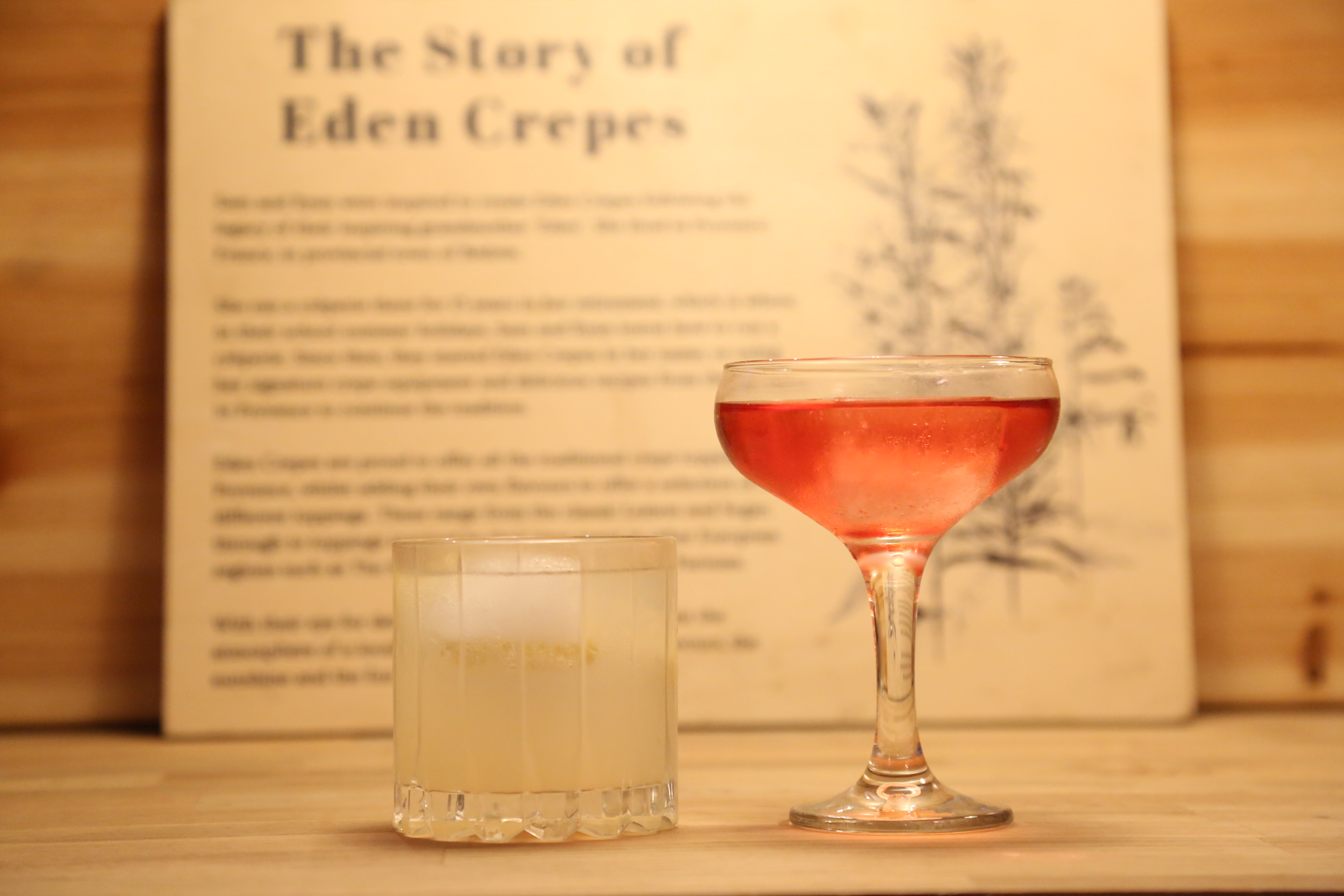 Elite French cocktails served alongside Eden Crepes
