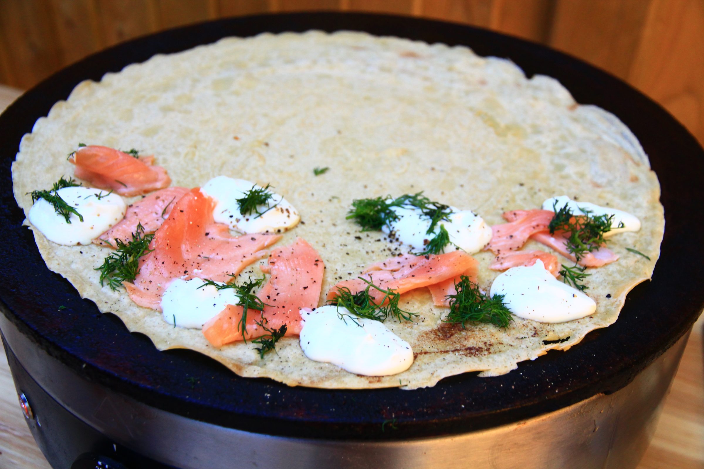 The Norwegian — a Signature Savoury crepe with smoked salmon and dill